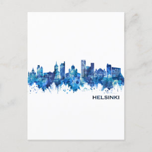 Helsingfors Finland Skyline Blue Helg Vykort