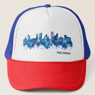 Helsingfors Finland Skyline Blue Keps