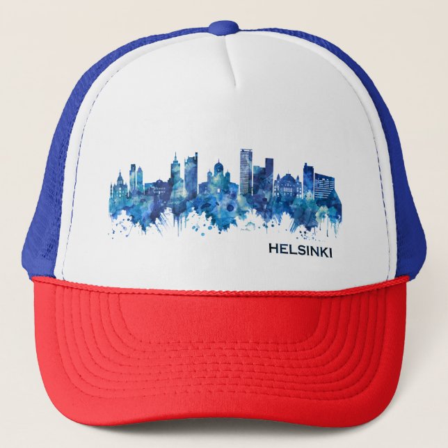 Helsingfors Finland Skyline Blue Keps (Framsida)