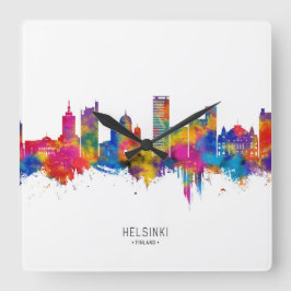 Helsingfors Finland Skyline Fyrkantig Klocka