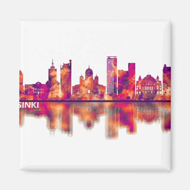 Helsingfors Finland Skyline Magnet (Framsidan)