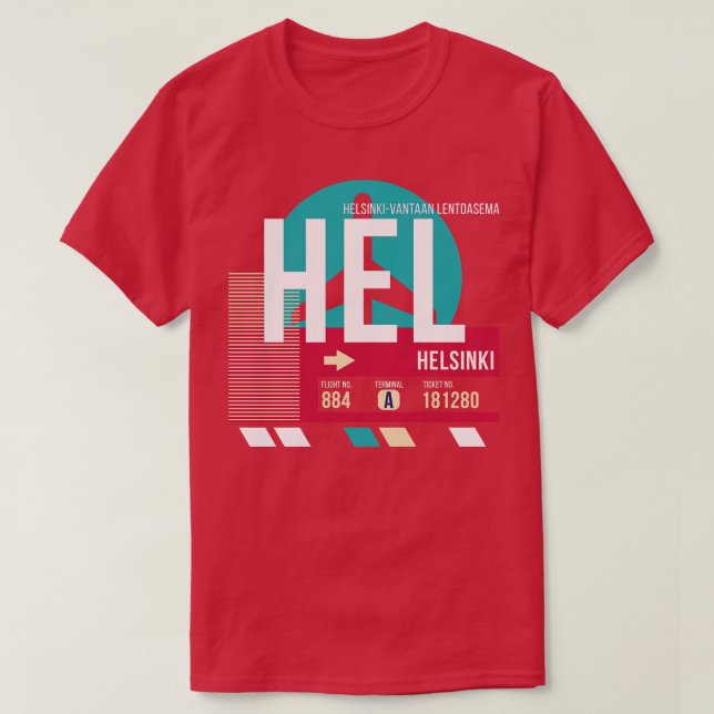 Helsingfors Finlands HEL Airport Code Baggage Märk T Shirt (Design framsida)