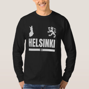 Helsingfors med Finland Flagga, Helsingfors Emblem T Shirt