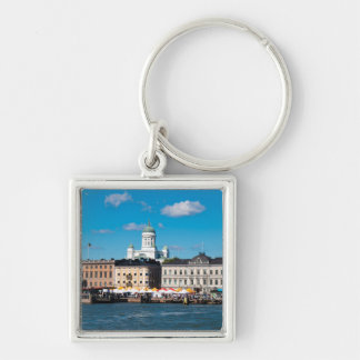 Helsingfors Skyline Fyrkantig Silverfärgad Nyckelring