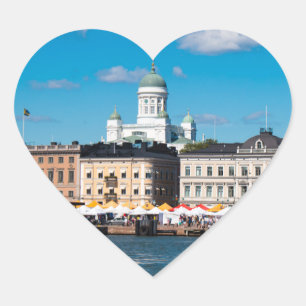 Helsingfors Skyline Hjärtformat Klistermärke