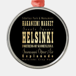 Helsingfors stad av Finland typografikonst Julgransprydnad Metall