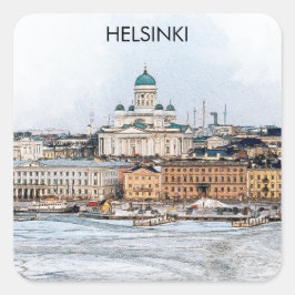 Helsingfors stad, Panorama-vy Fyrkantigt Klistermärke