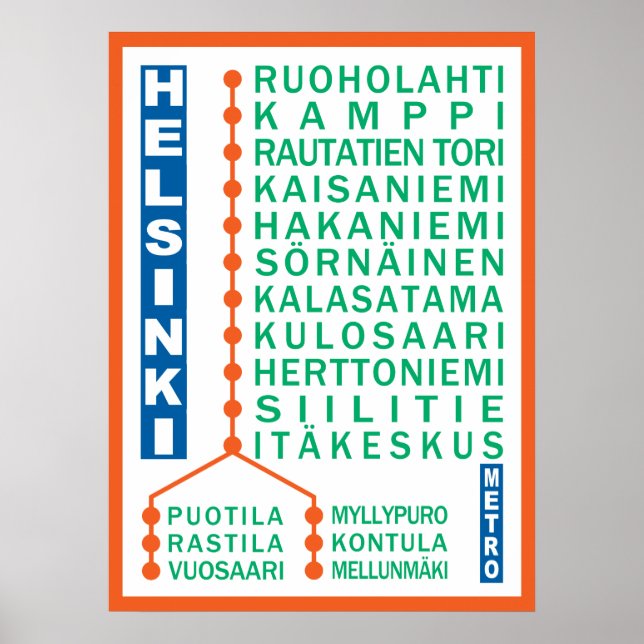 Helsingfors tunnelbana Station poster (Framsidan)