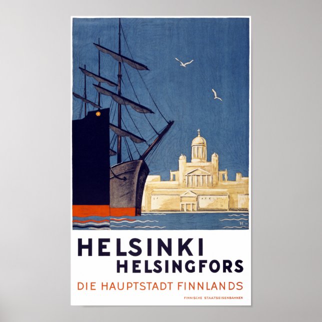 Helsingfors Vintage resor Poster återställt (Framsidan)