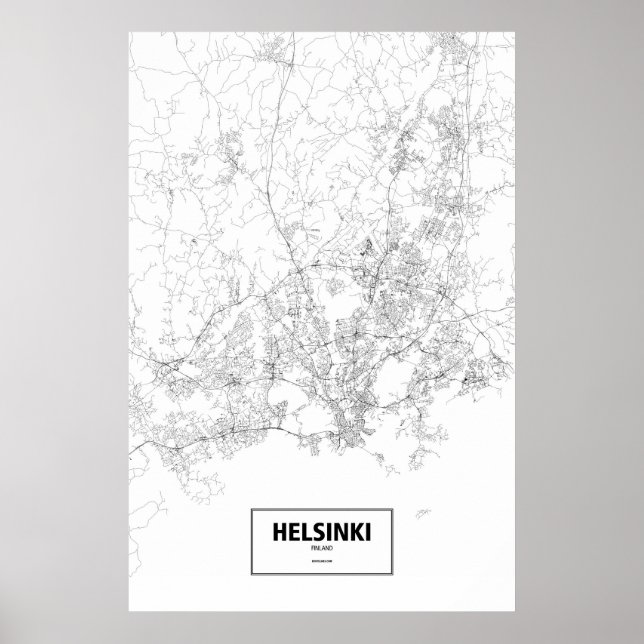 Helsinki, Finland (black on white) Poster (Framsidan)