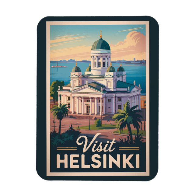 Helsinki Finland Cathedral Travel Art Vintage Magnet (Vertikal)