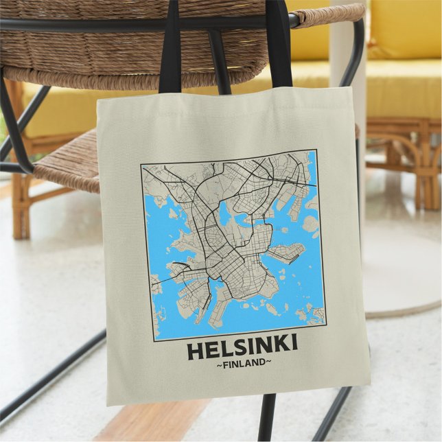 Helsinki, Finland City Map Tote Bag Tygkasse (Skapare uppladdad)
