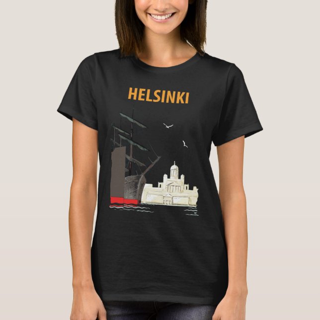 Helsinki Finland Katedral Vit Resa T Shirt (Framsida)