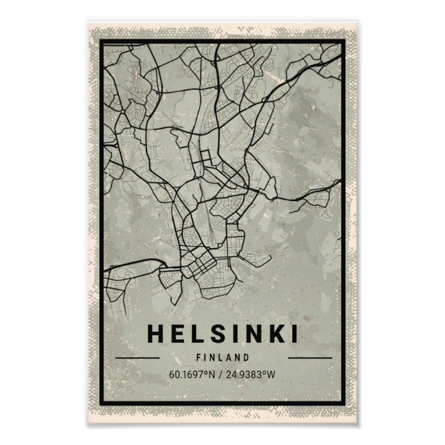 Helsinki finland map print poster canvas (Framsidan)