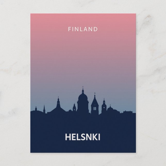 Helsinki Finland Minimalistisk Solnedgång Vykort (Framsida)