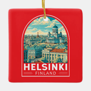 Helsinki Finland Resa Konst Emblem Julgransprydnad Keramik