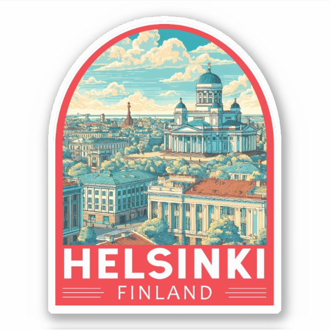 Helsinki Finland Resa Konst Emblem Klistermärken (Framsida)