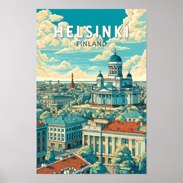Helsinki Finland Resa Konst Vintage Poster (Framsidan)