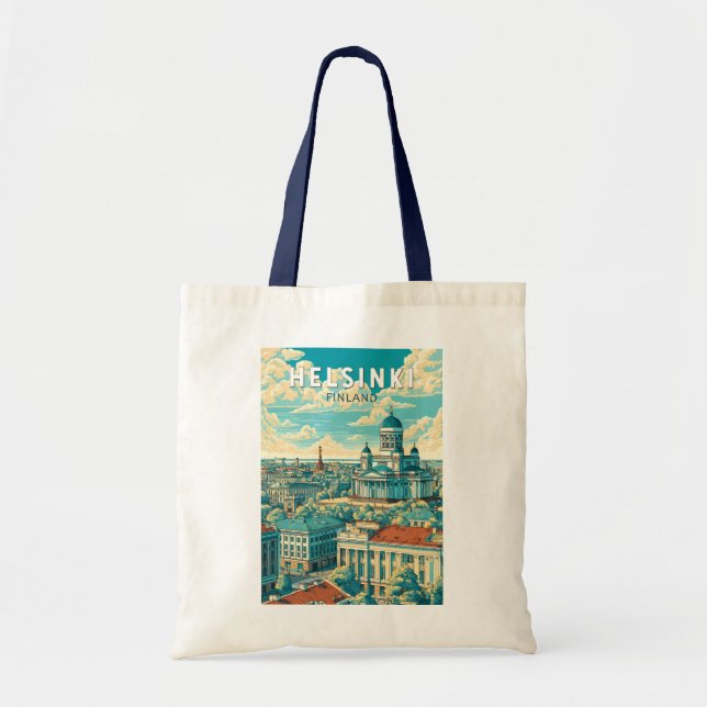 Helsinki Finland Resa Konst Vintage Tygkasse (Framsidan)