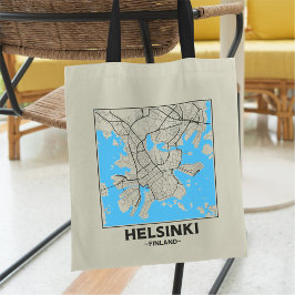 Helsinki, Finland Stadskarta Totebag Tygkasse