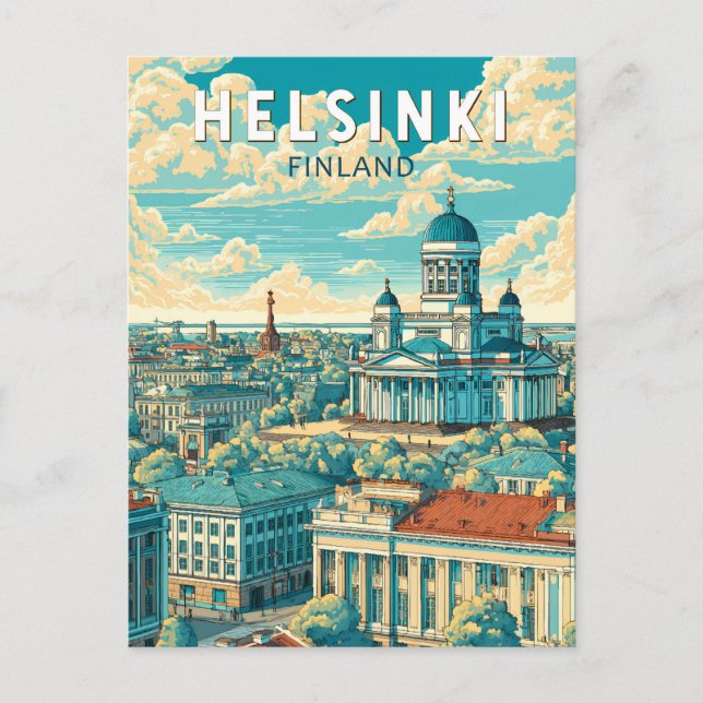Helsinki Finland Travel Art Vintage Vykort (Framsida)
