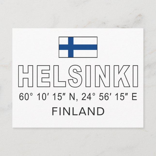 Helsinki Koordinater Vykort (Framsida)