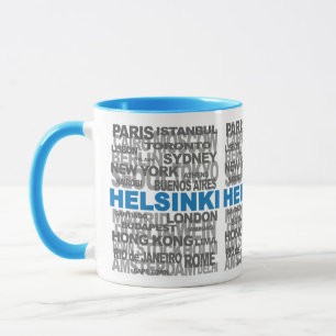 HELSINKI och andra städer mugg - välj stil & färg