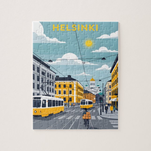 Helsinki Tram – Urban Finland Cityscape Pussel (Vertikal)