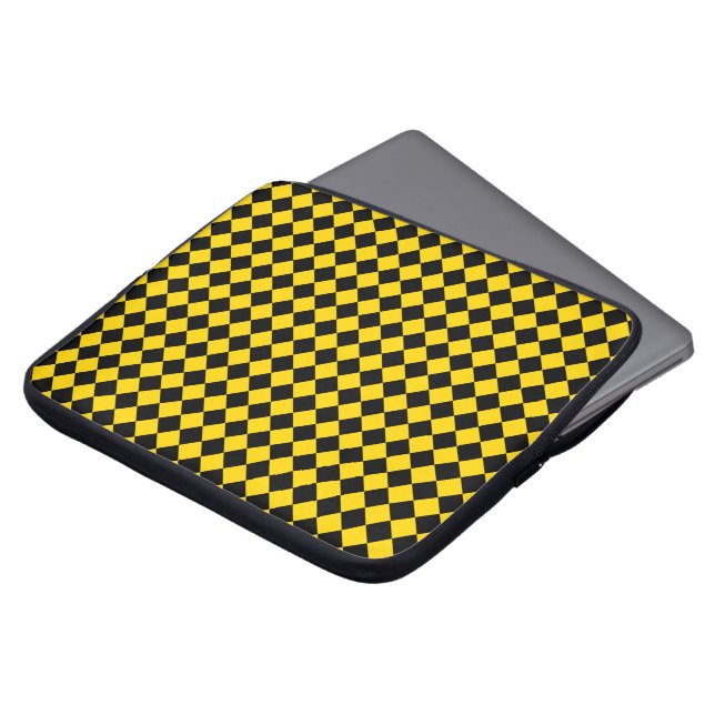 Helsvart och guld Chevron-mönster Laptop Fodral (Framsida topp)