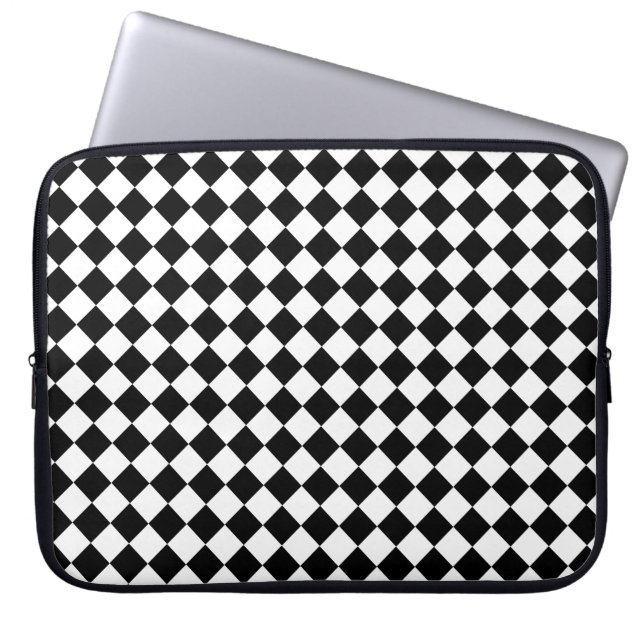 Helsvart och vit Chevron-mönster Laptop Fodral (Framsidan)