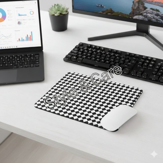 Helsvart och vit Chevron-mönster Musmatta (Solid Black and White Chevron Pattern Mouse Pad)