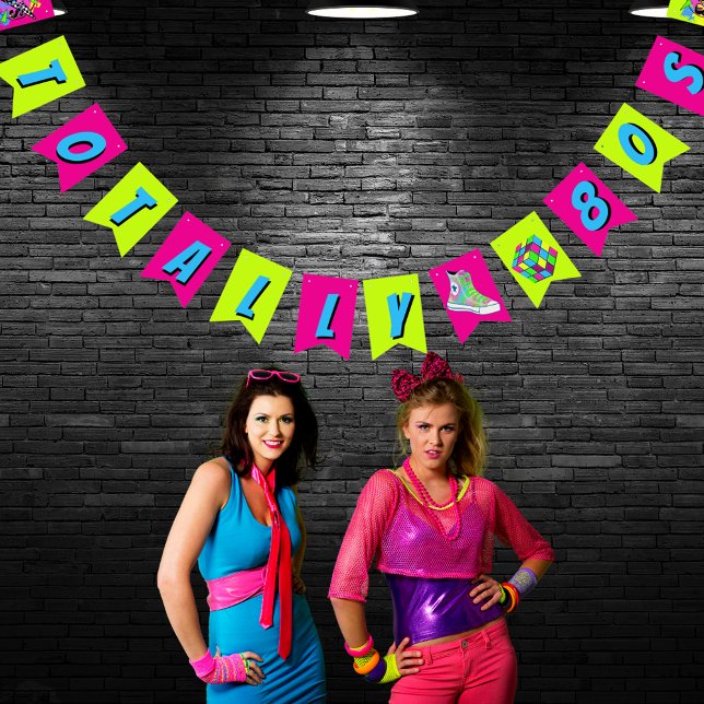 Helt 80-tals Retro Neon Födelsedagsfest Vimplar (Skapare uppladdad)
