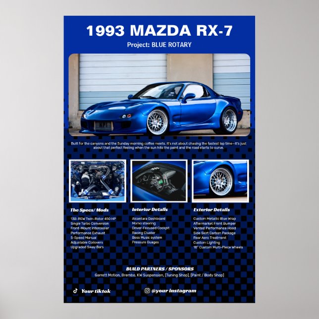 Helt anpassad specialdesignad instrumentbräda för  poster (Framsidan)