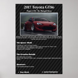 Helt anpassad specifikationstavla för bilshow poster