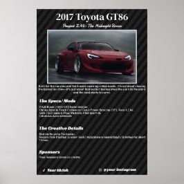 Helt anpassad specifikationstavla för bilshow poster