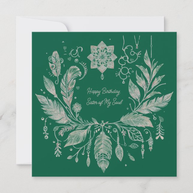 Helt Anpassningsbar Boho Blomsterkrans Kort (Framsida)