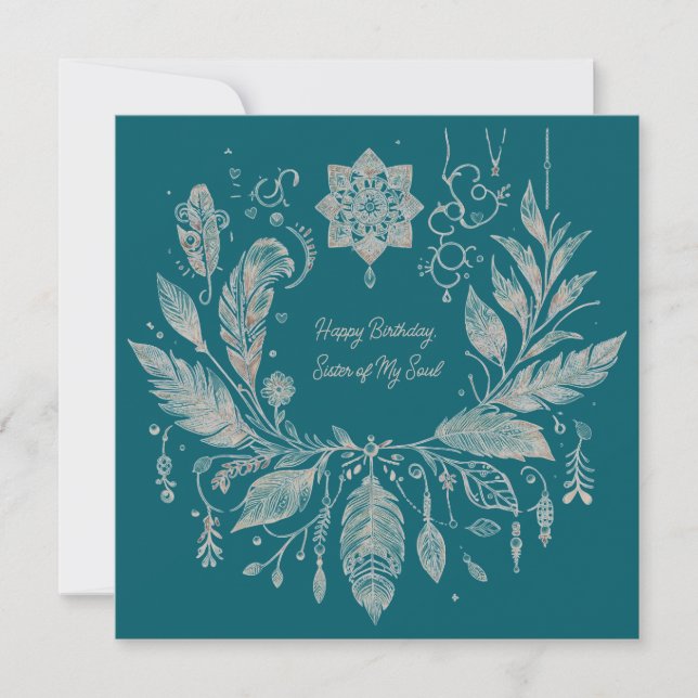 Helt Anpassningsbar Boho Blomsterkrans Kort (Framsida)