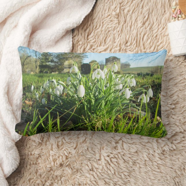 Helt blommade Churchyard Snowdrops - Lumbarkudde (Filt)