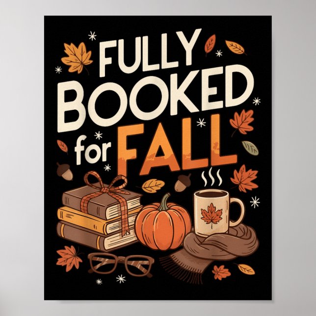 Helt bokat för fall-Bokar-pumpa hösttack Poster (Framsidan)