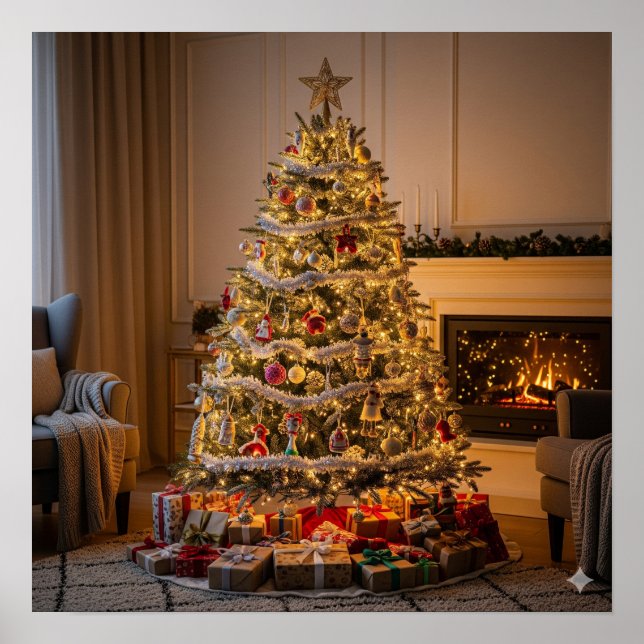 Helt dekorerat Julgran Poster (Framsidan)