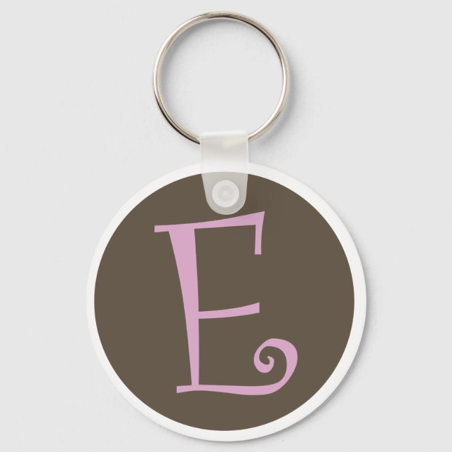 Helt enkelt Brown & Rosa Keychain "E" Nyckelring (Framsida)