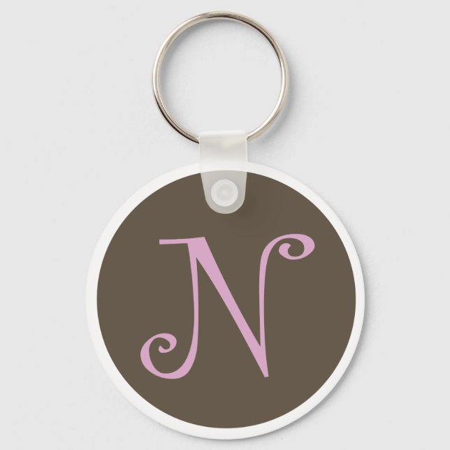 Helt enkelt Brown & Rosa Keychain "N" Nyckelring (Framsida)