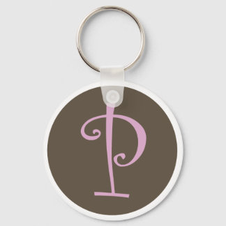 Helt enkelt Brown & Rosa Keychain "P" Nyckelring