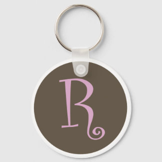 Helt enkelt Brown & Rosa Keychain "R" Nyckelring