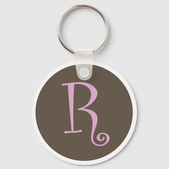 Helt enkelt Brown & Rosa Keychain "R" Nyckelring (Framsida)