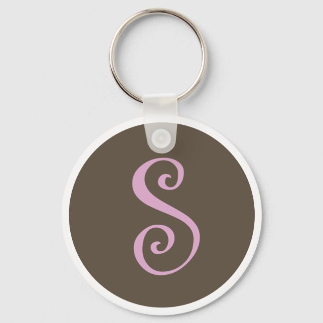 Helt enkelt Brown & Rosa Keychain "S" Nyckelring (Framsida)