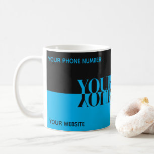 Helt enkelt elegant svart och blå reflektion namn kaffemugg