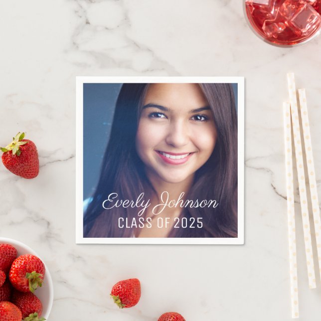 Helt enkelt Elegant, vitt skript, foto Studenten Pappersservett (Insitu)