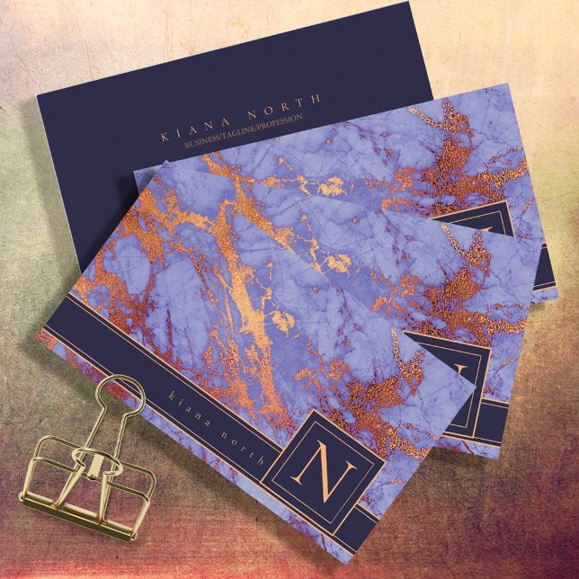 Helt enkelt Marble Monogram Lila och Guld Std ID67 Visitkort (Skapare uppladdad)