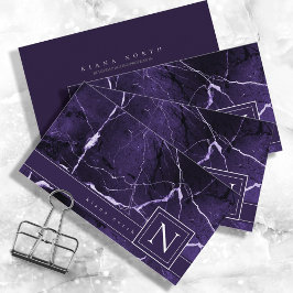 Helt enkelt Marble Monogram Violet and White Std I Visitkort